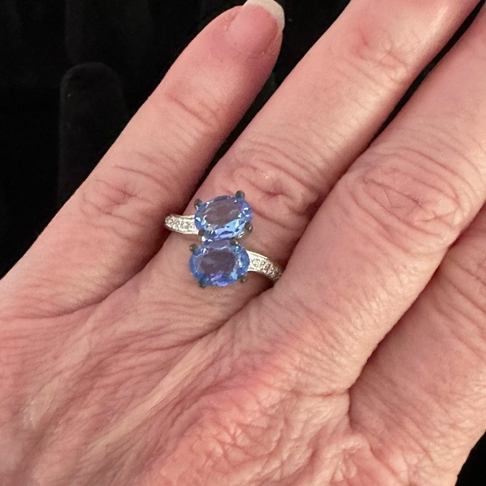 New ArtCarved Miracle Love Blue Simulated Topaz Ring Sterling Silver Size 7